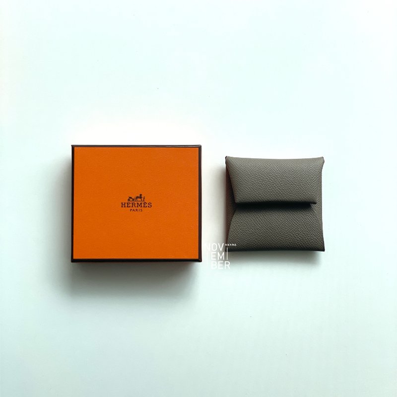 全新💖 Hermès 愛馬仕 大象灰 Bastia零錢包-0