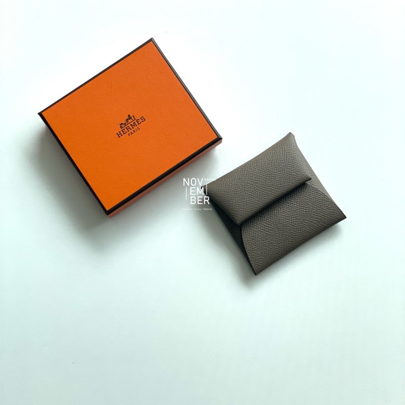全新💖 Hermès 愛馬仕 大象灰 Bastia零錢包-1