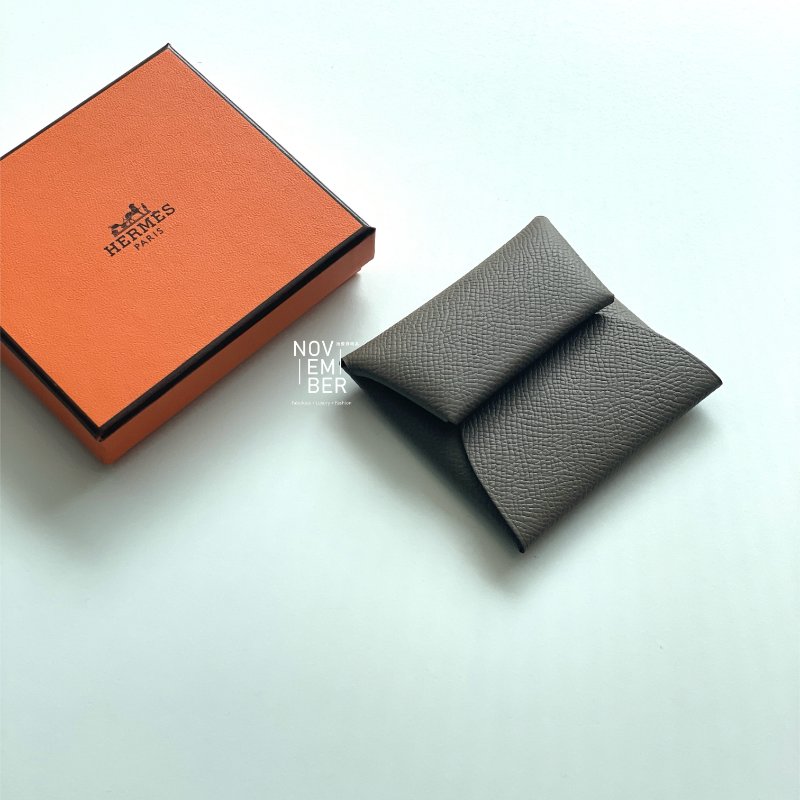 全新💖 Hermès 愛馬仕 大象灰 Bastia零錢包-2