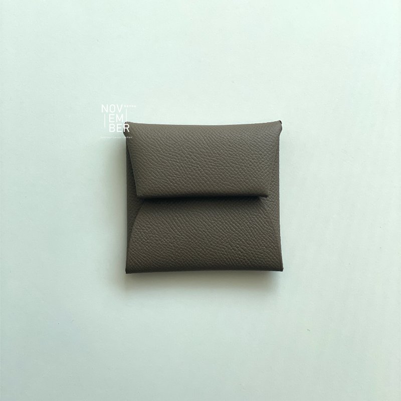 全新💖 Hermès 愛馬仕 大象灰 Bastia零錢包-7
