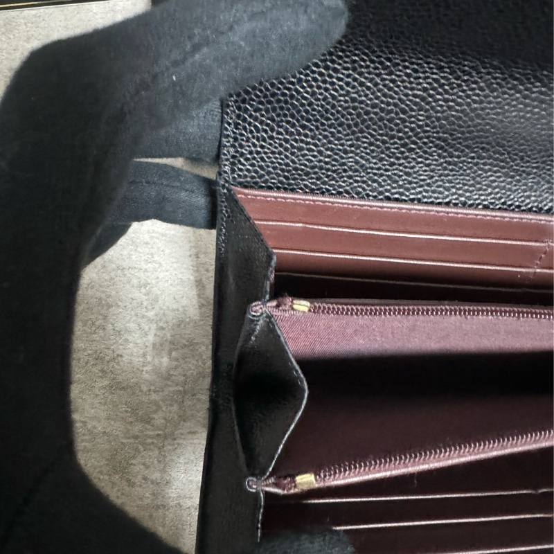 正品 Chanel cf款經典長夾黑金荔枝皮-14