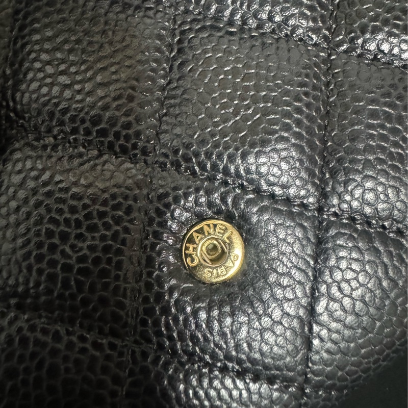 正品 Chanel cf款經典長夾黑金荔枝皮-16