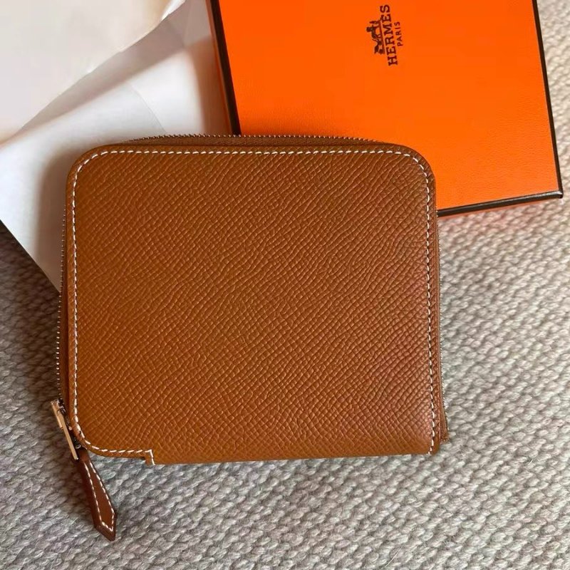 *SHIHNA名牌精品*HERMÈS 愛馬仕 Silk'In Compact 錢包(棕色)-0