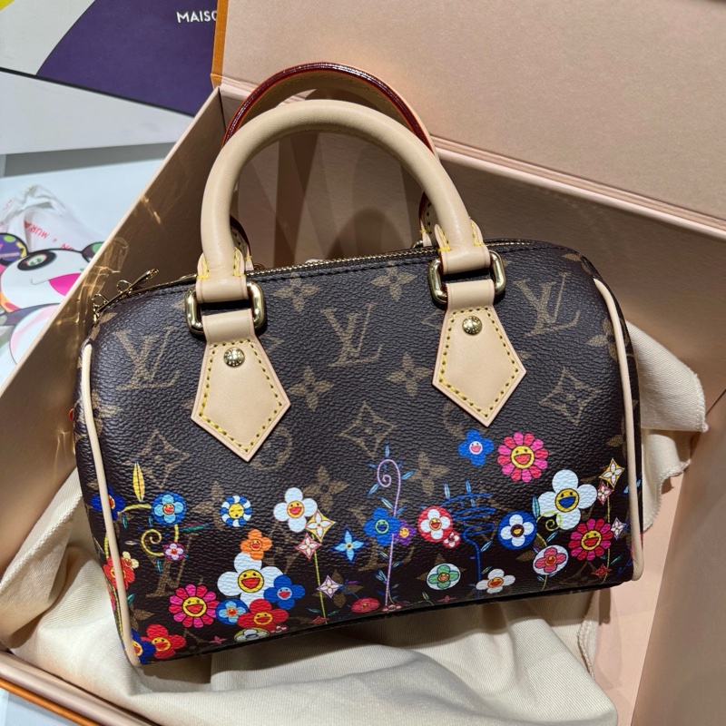 Lv路易威登 村上隆聯名Speedy20 尺寸約長20.5cm 寬12cm 高13.5cm  附件 防塵袋 盒子-0
