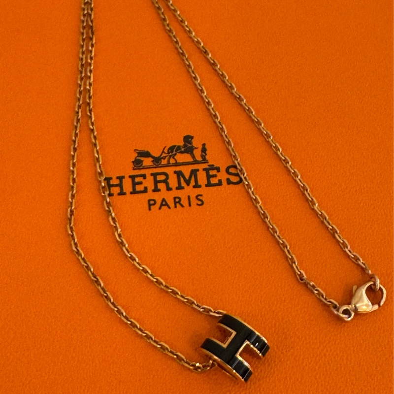 Hermes 黑色玫瑰金popmini項鍊-3