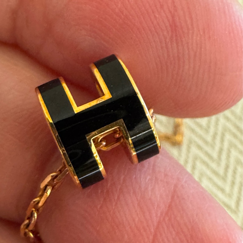 Hermes 黑色玫瑰金popmini項鍊-8
