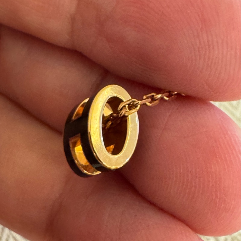 Hermes 黑色玫瑰金popmini項鍊-9