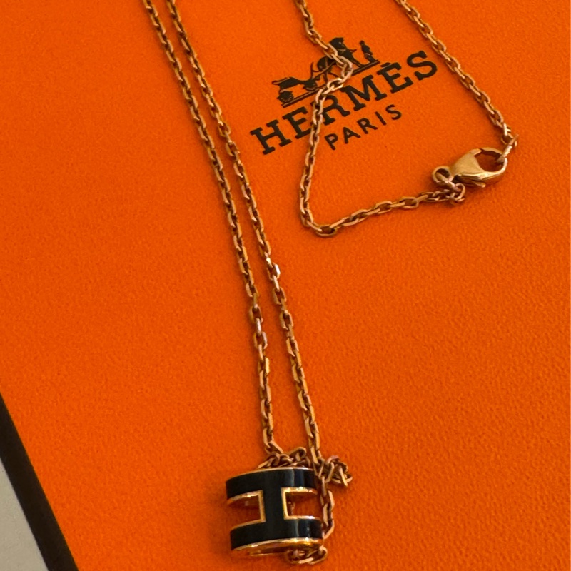 Hermes 黑色玫瑰金popmini項鍊-11