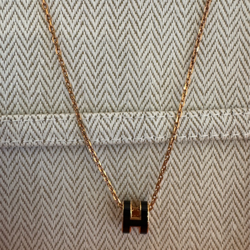 Hermes 黑色玫瑰金popmini項鍊-19