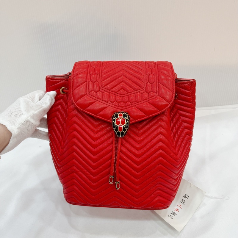 莉亞精品♡ BVLGARI 寶格麗後背包 紅色 二手美包-2