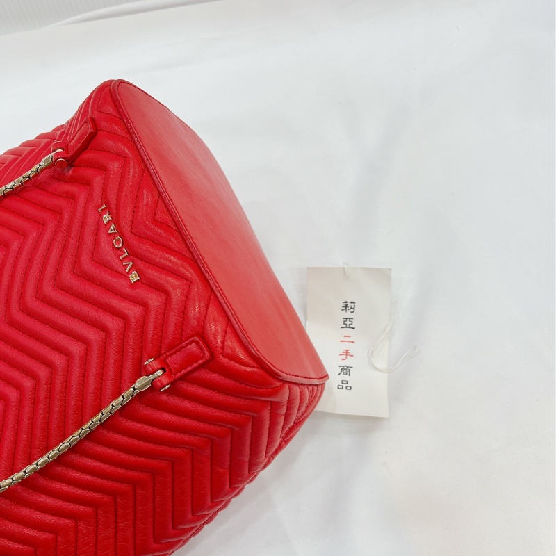 莉亞精品♡ BVLGARI 寶格麗後背包 紅色 二手美包-6