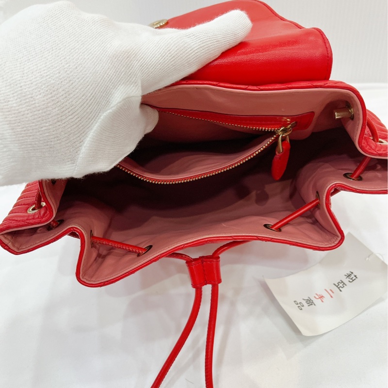 莉亞精品♡ BVLGARI 寶格麗後背包 紅色 二手美包-10