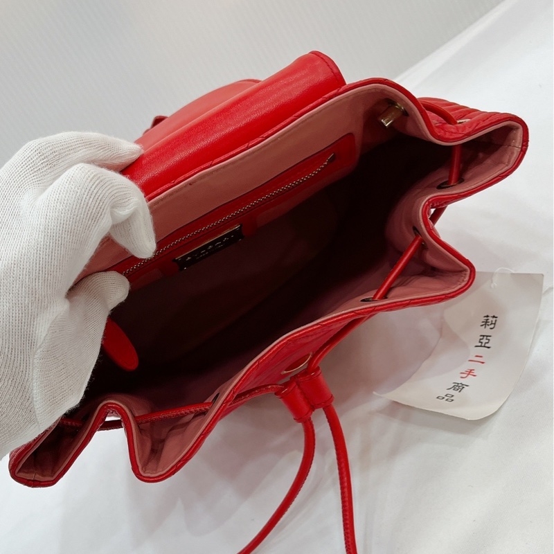 莉亞精品♡ BVLGARI 寶格麗後背包 紅色 二手美包-11