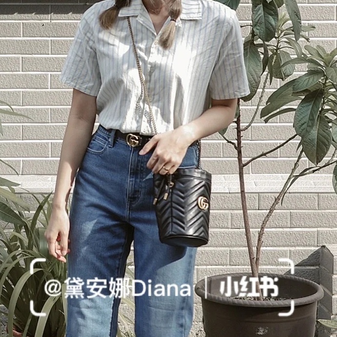 莉亞精品♡ Gucci 馬夢水桶 黑金 二手美包-1