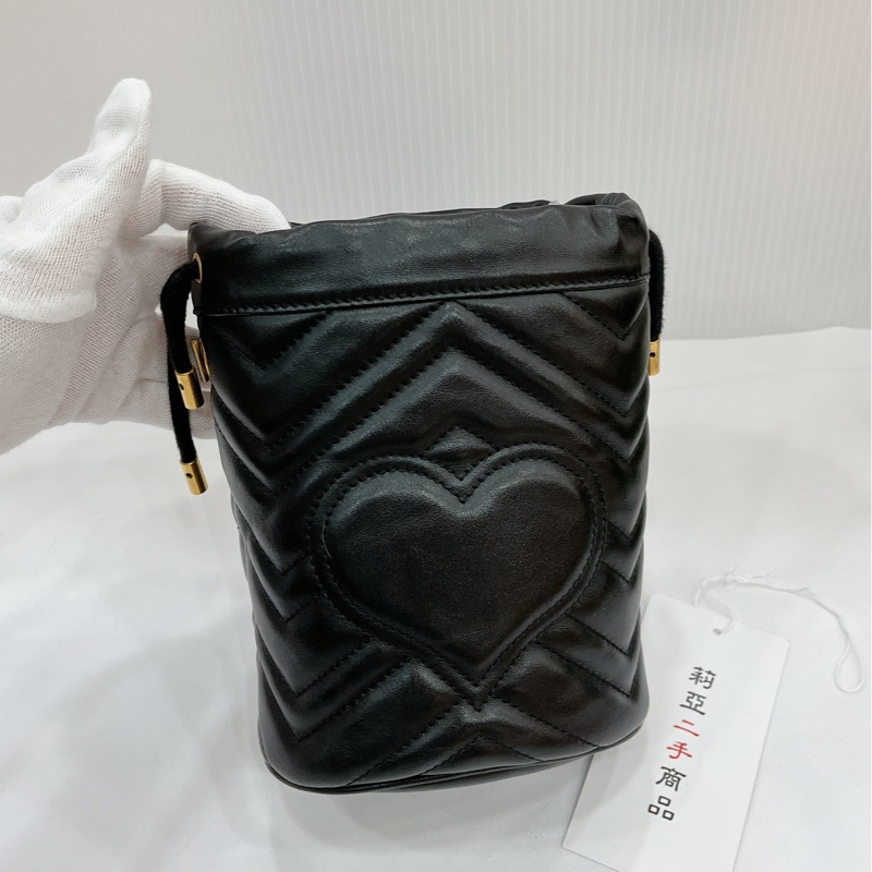 莉亞精品♡ Gucci 馬夢水桶 黑金 二手美包-3