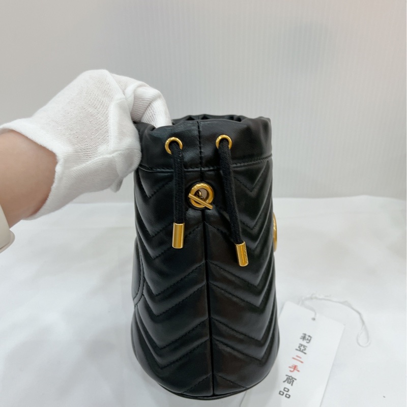 莉亞精品♡ Gucci 馬夢水桶 黑金 二手美包-5