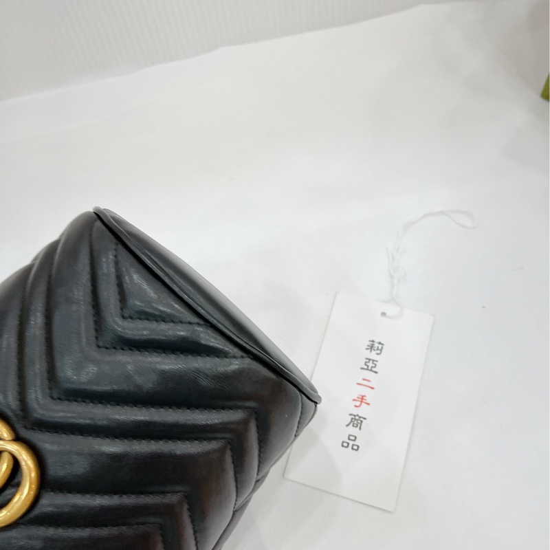 莉亞精品♡ Gucci 馬夢水桶 黑金 二手美包-8