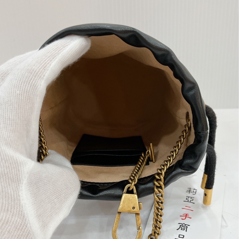 莉亞精品♡ Gucci 馬夢水桶 黑金 二手美包-13