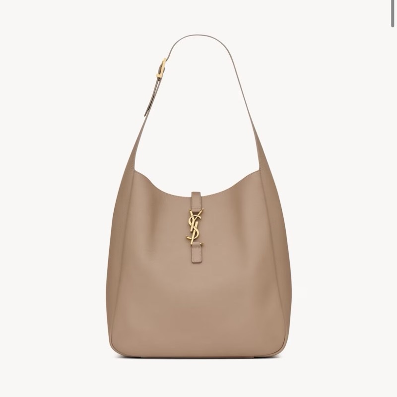 YSL LE 5 À 7粒面皮革柔軟大型手袋 大象灰  HOBO-0