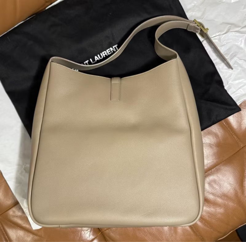 YSL LE 5 À 7粒面皮革柔軟大型手袋 大象灰 HOBO-2