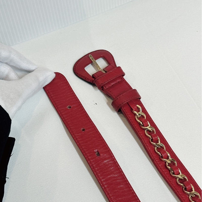 莉亞精品♡ Chanel 紅皮穿鍊皮帶#70 二手美品-6