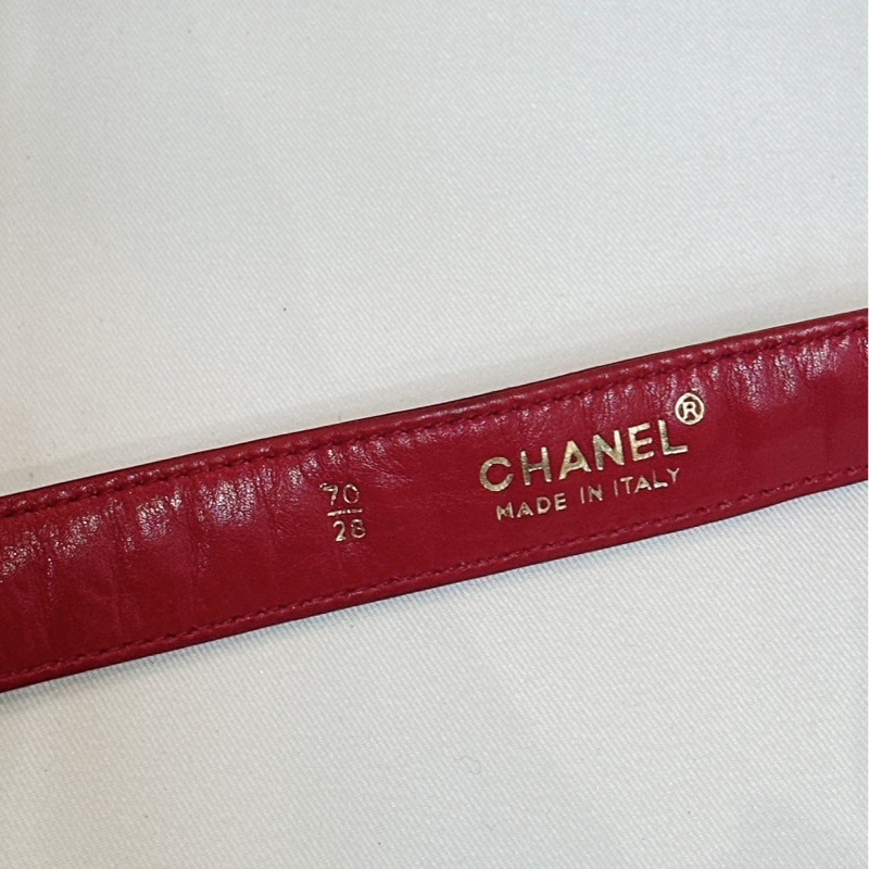 莉亞精品♡ Chanel 紅皮穿鍊皮帶#70 二手美品-8