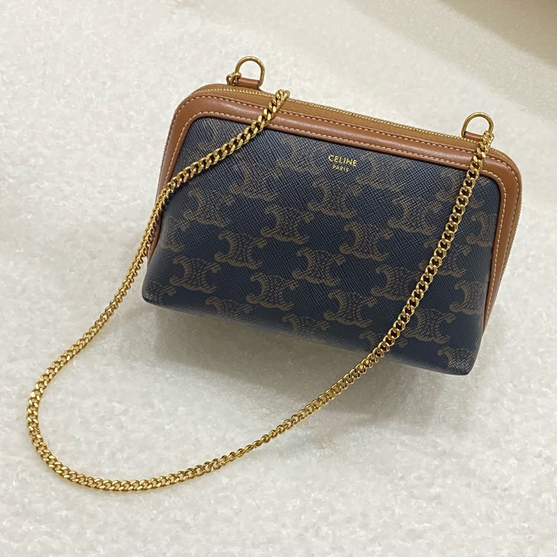 Celine 原花凱旋門金鏈貝殼包-0