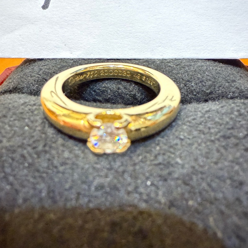 卡地亞Cartier au750黃K金30分復古鑽戒-9