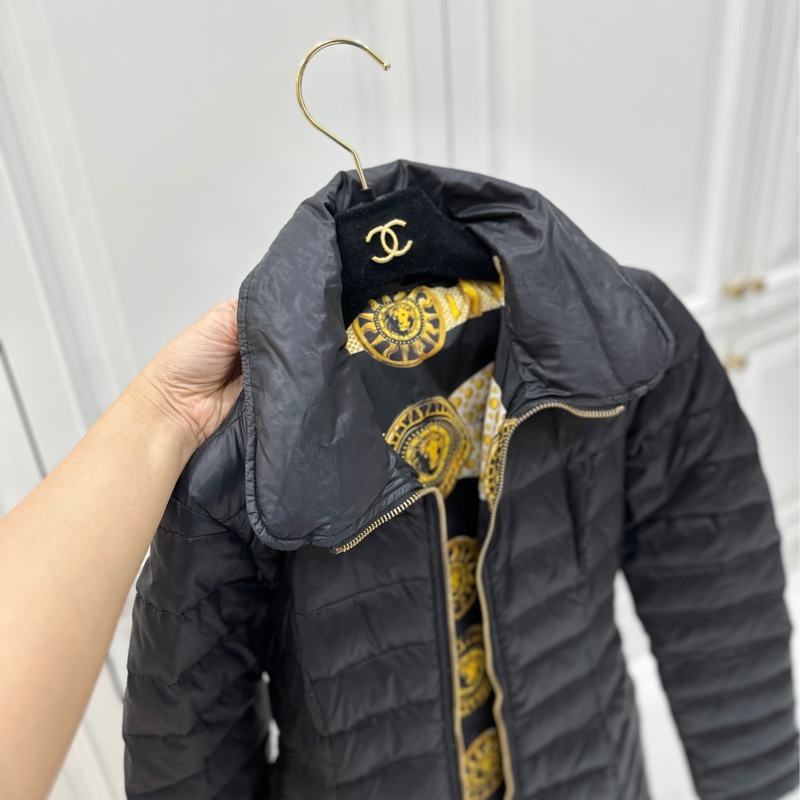 GIANNI VERSACE 黑色 黃 長版 雙面穿 鵝絨 羽絨外套 輕羽絨 風衣外套 長版風衣 長大衣-19