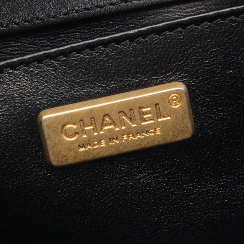 CHANEL Boy Chanel 小號單肩包,皮革,女士,黑色和紅色-3