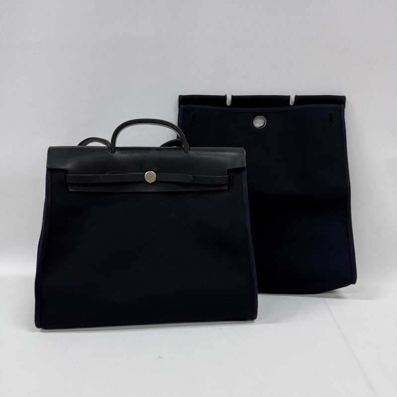 95新愛馬仕Hermes herbag 39 vtg 單肩包 中古包 帆布包-0