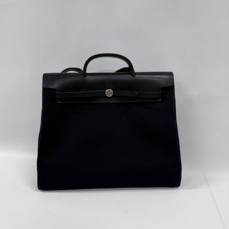 95新愛馬仕Hermes herbag 39 vtg 單肩包 中古包 帆布包-1