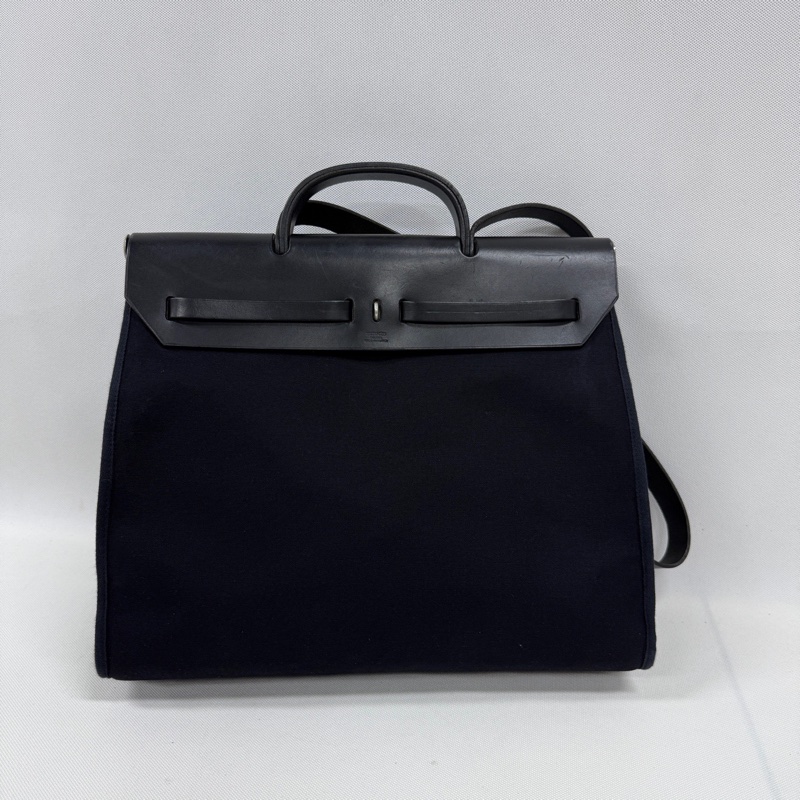 95新愛馬仕Hermes herbag 39 vtg 單肩包 中古包 帆布包-2