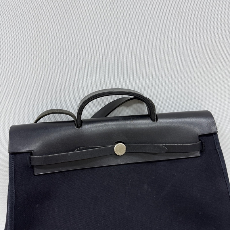 95新愛馬仕Hermes herbag 39 vtg 單肩包 中古包 帆布包-3