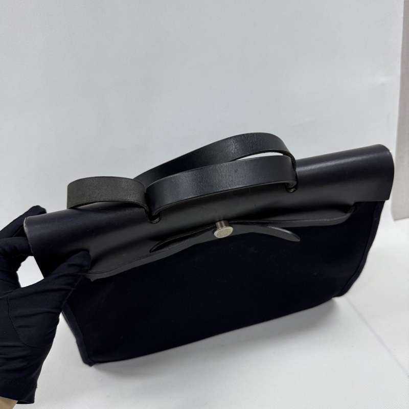 95新愛馬仕Hermes herbag 39 vtg 單肩包 中古包 帆布包-4