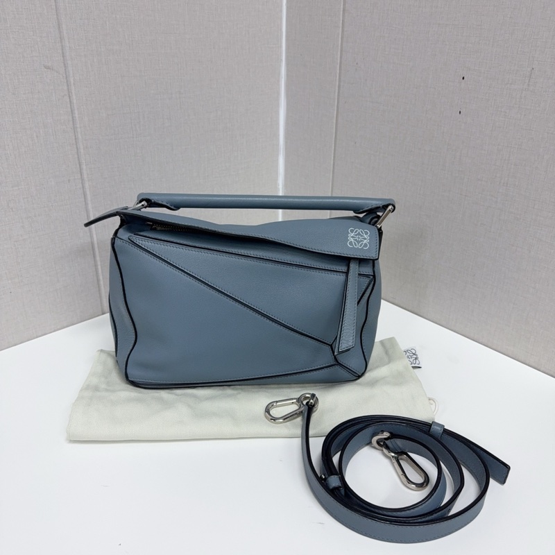 98新LOEWE羅意威 Puzzle幾何包 霧霾藍色 小號-0