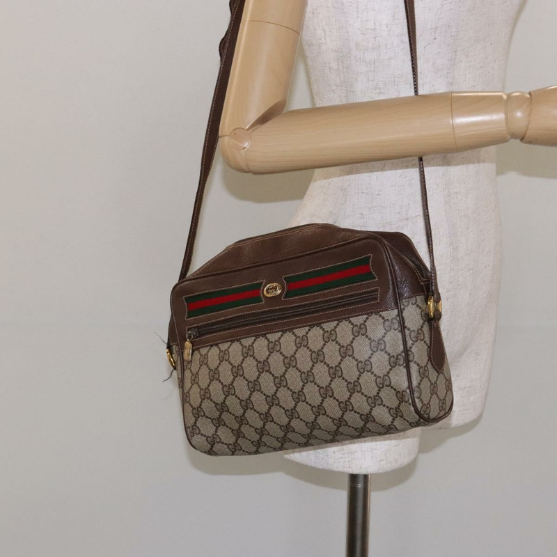【日本直送】GUCCI GG Supreme Web Sherry Line 包款 PVC 米金色 56 02 088 正品 137908-23