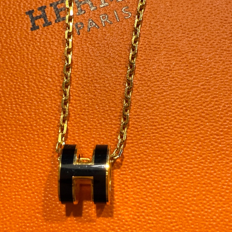Hermes Mini Pop H墜飾 玫瑰金 黑色-0