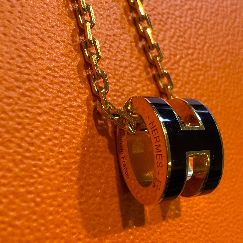 Hermes Mini Pop H墜飾 玫瑰金 黑色-3