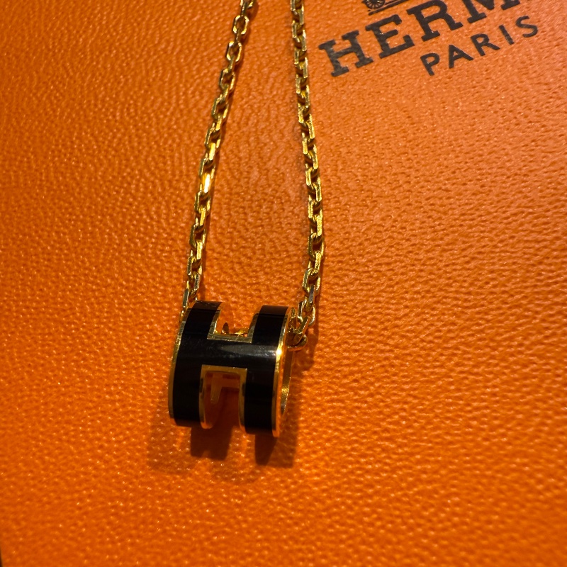 Hermes Mini Pop H墜飾 玫瑰金 黑色-6