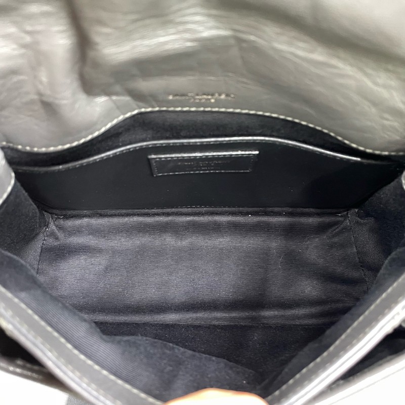 Saint laurent YSL 灰色油蠟皮小號D扣niki 肩背包斜背包 22*16cm-8