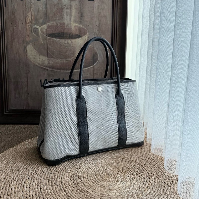 Hermes Garden Party 花園包 帆布配皮黑白熊貓花園GP36 框G-0