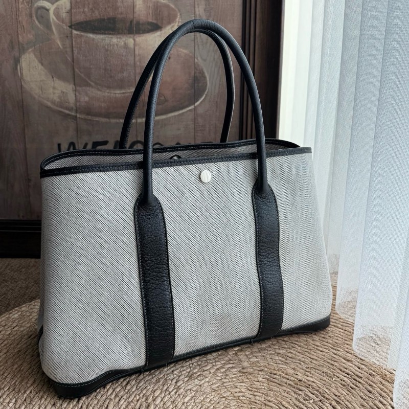 Hermes Garden Party 花園包 帆布配皮黑白熊貓花園GP36 框G-1