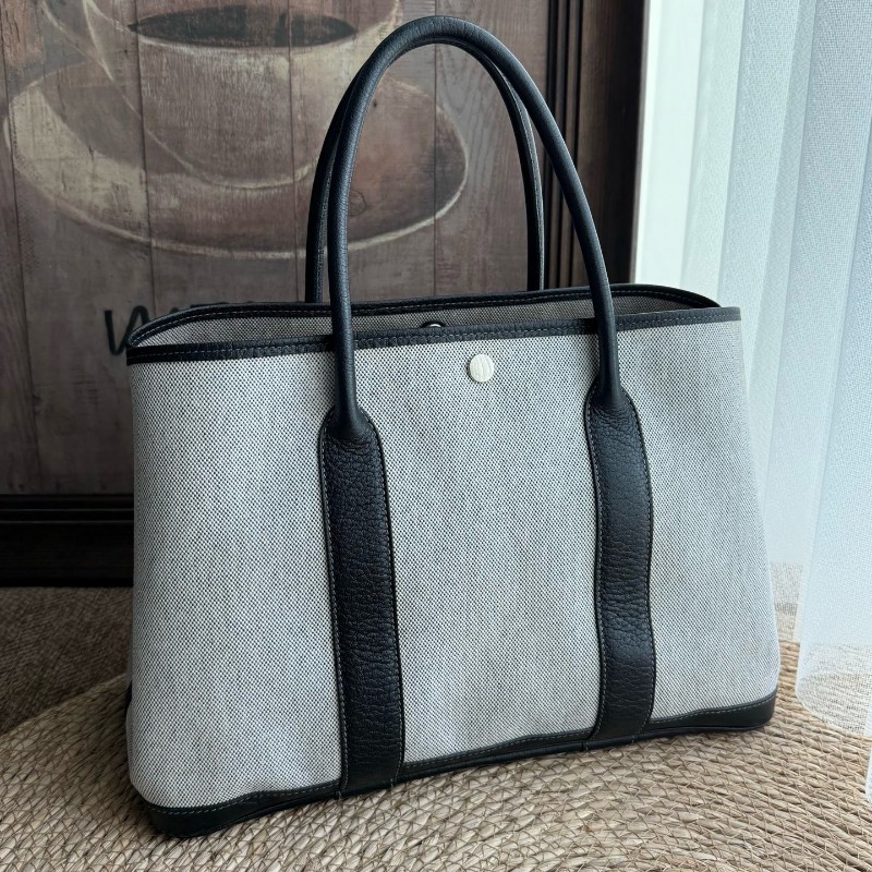 Hermes Garden Party 花園包 帆布配皮黑白熊貓花園GP36 框G-2
