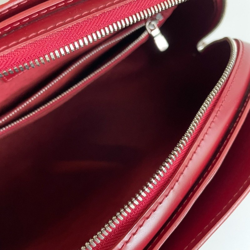 LV Louis Vuitton pont neuf PM紅色Epi水波纹保齡球包手提包女式包-4