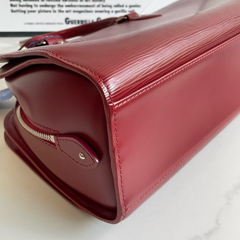 LV Louis Vuitton pont neuf PM紅色Epi水波纹保齡球包手提包女式包-5