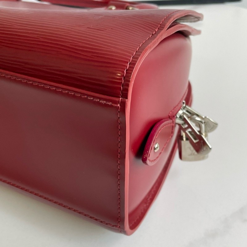 LV Louis Vuitton pont neuf PM紅色Epi水波纹保齡球包手提包女式包-6