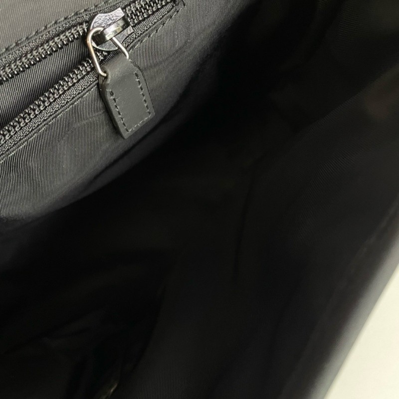 GUCCI 古馳 黑色牛皮老花壓紋男士公文包 斜背包-6