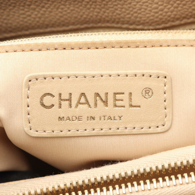 CHANEL Matelasse Grand Shopping GST 粒面小牛皮托特包,米色,女款,A50995-3