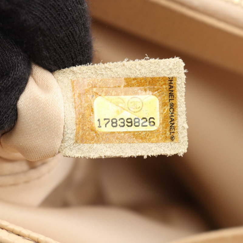 CHANEL Matelasse Grand Shopping GST 粒面小牛皮托特包,米色,女款,A50995-4